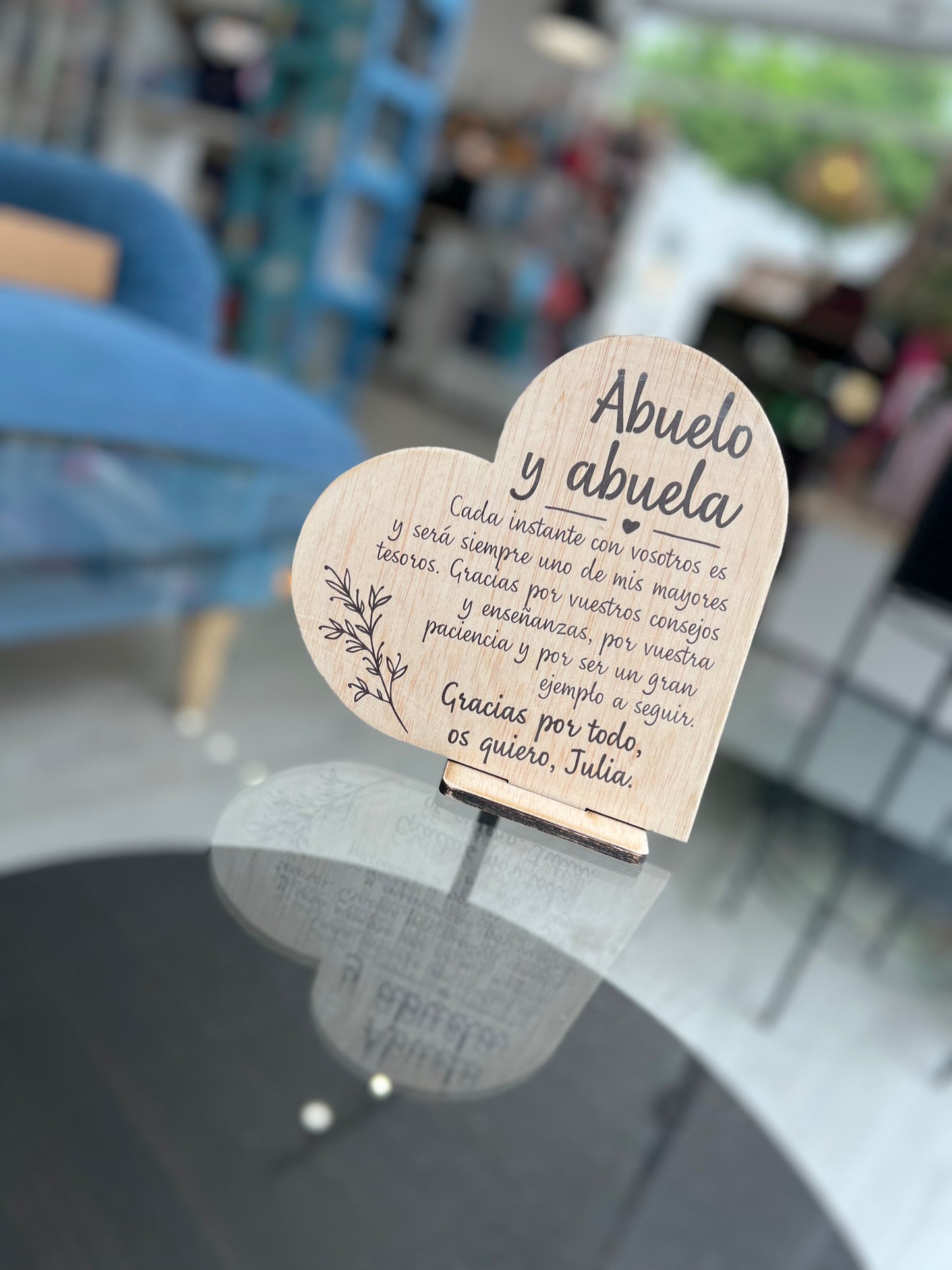 Dedicatoria en forma de corazón