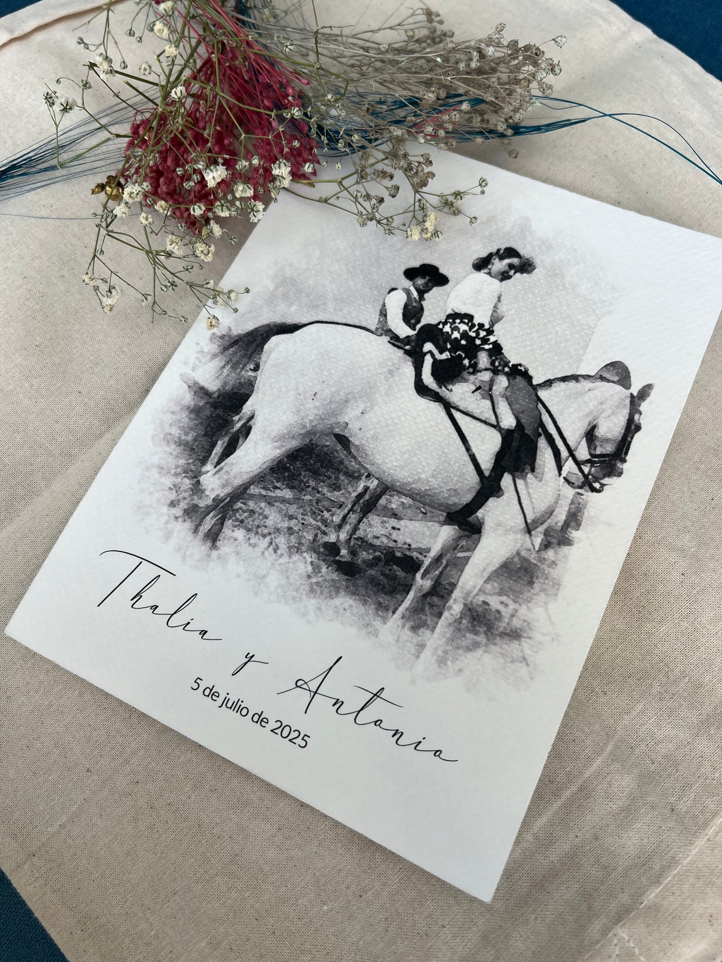 Invitación doble cara con acuarela personalizada