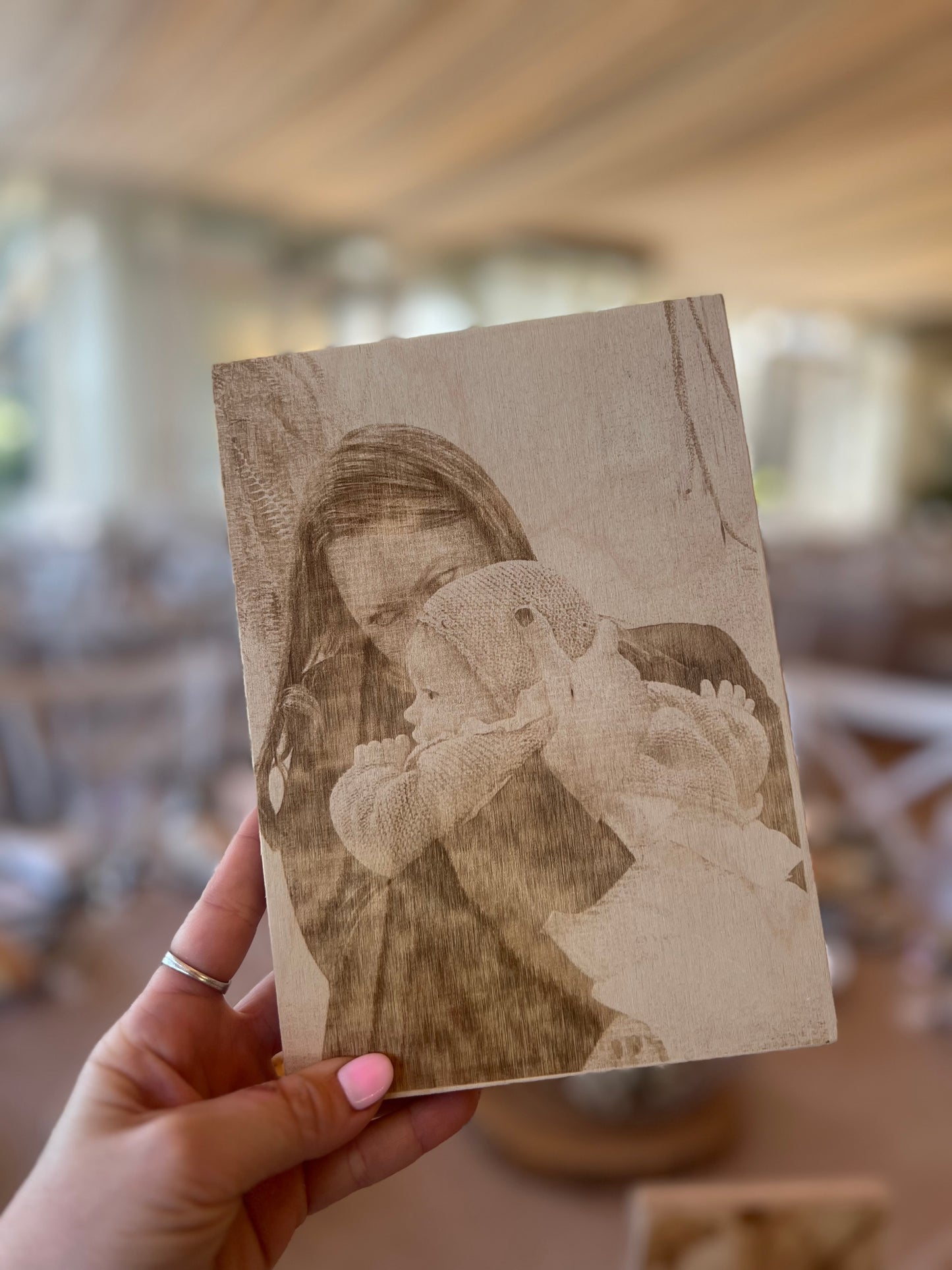Madera con foto grabada