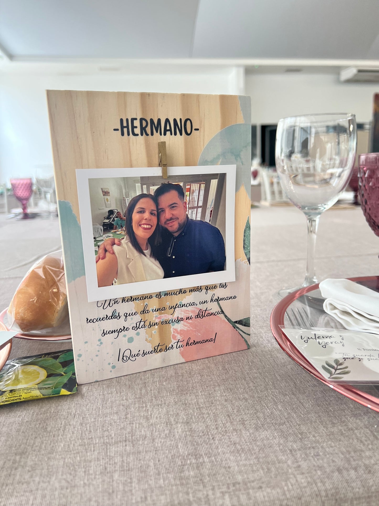 Placa de madera con foto