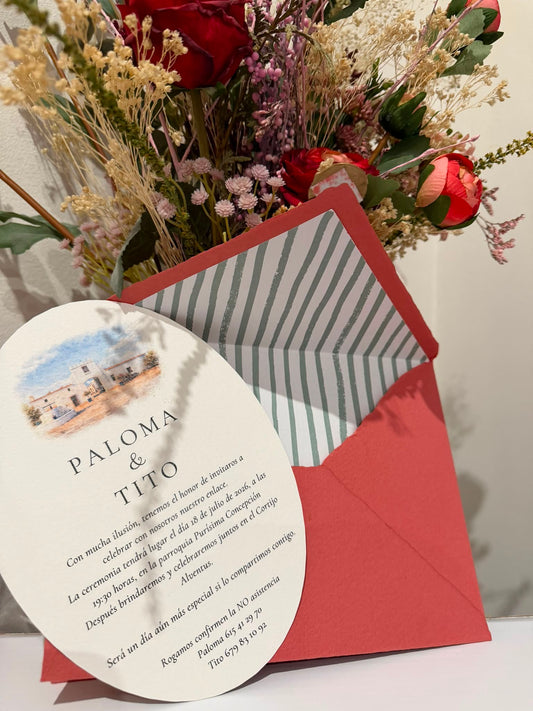 Invitación original ovalada
