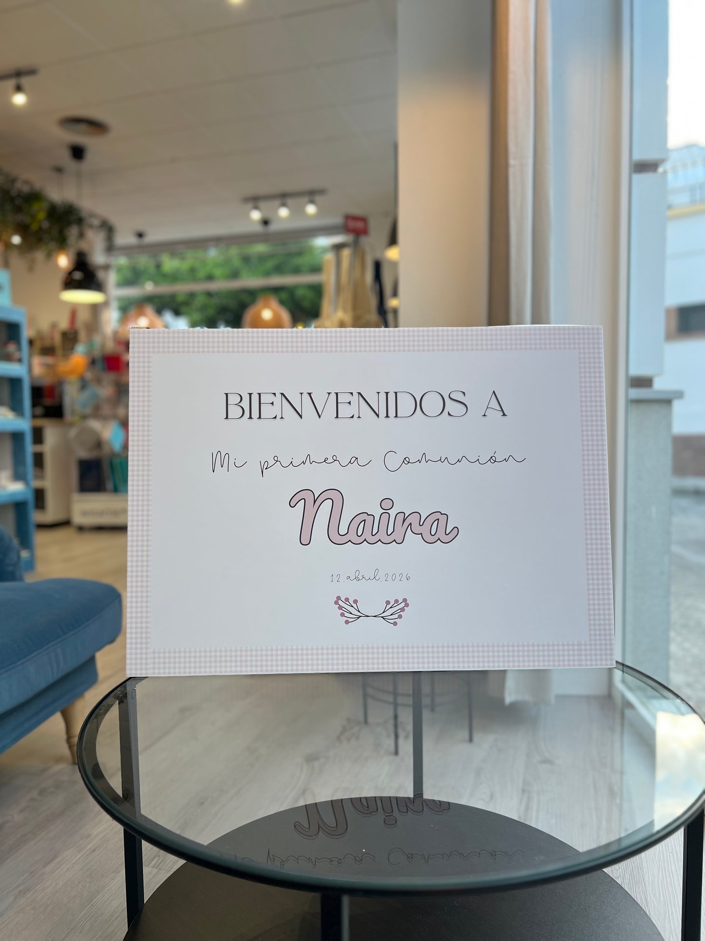 Cartel bienvenida flores Cayetana