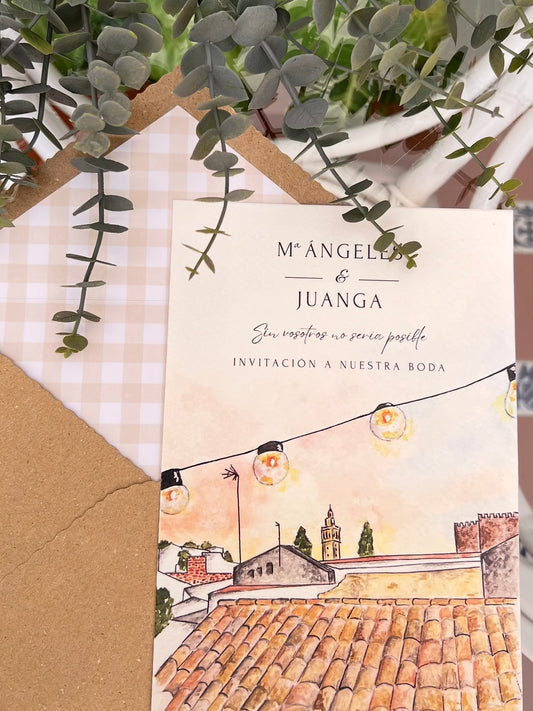 Invitaciones de boda personalizadas en acuarela