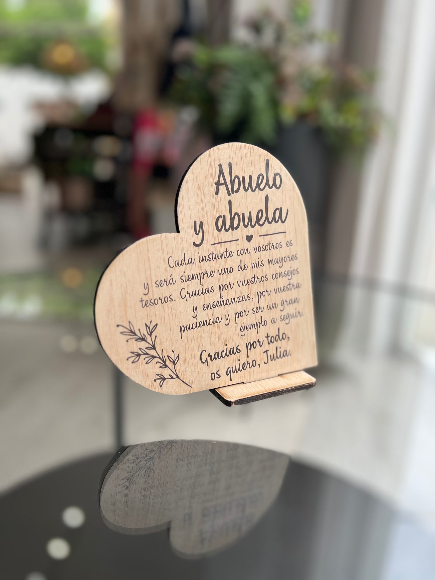 Dedicatoria en forma de corazón