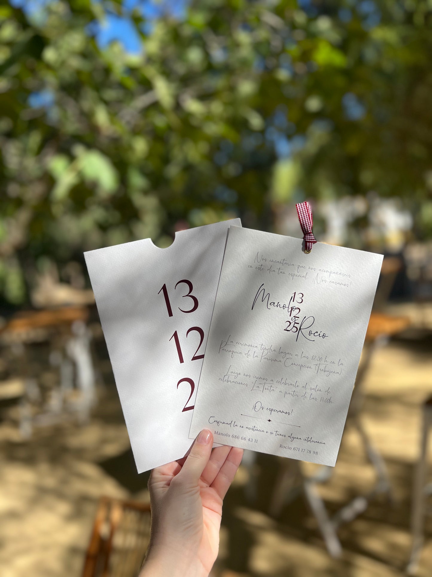 Invitación con sobre vertical