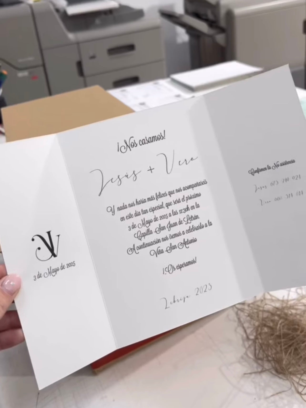Invitación de boda en acuarela con cuerda