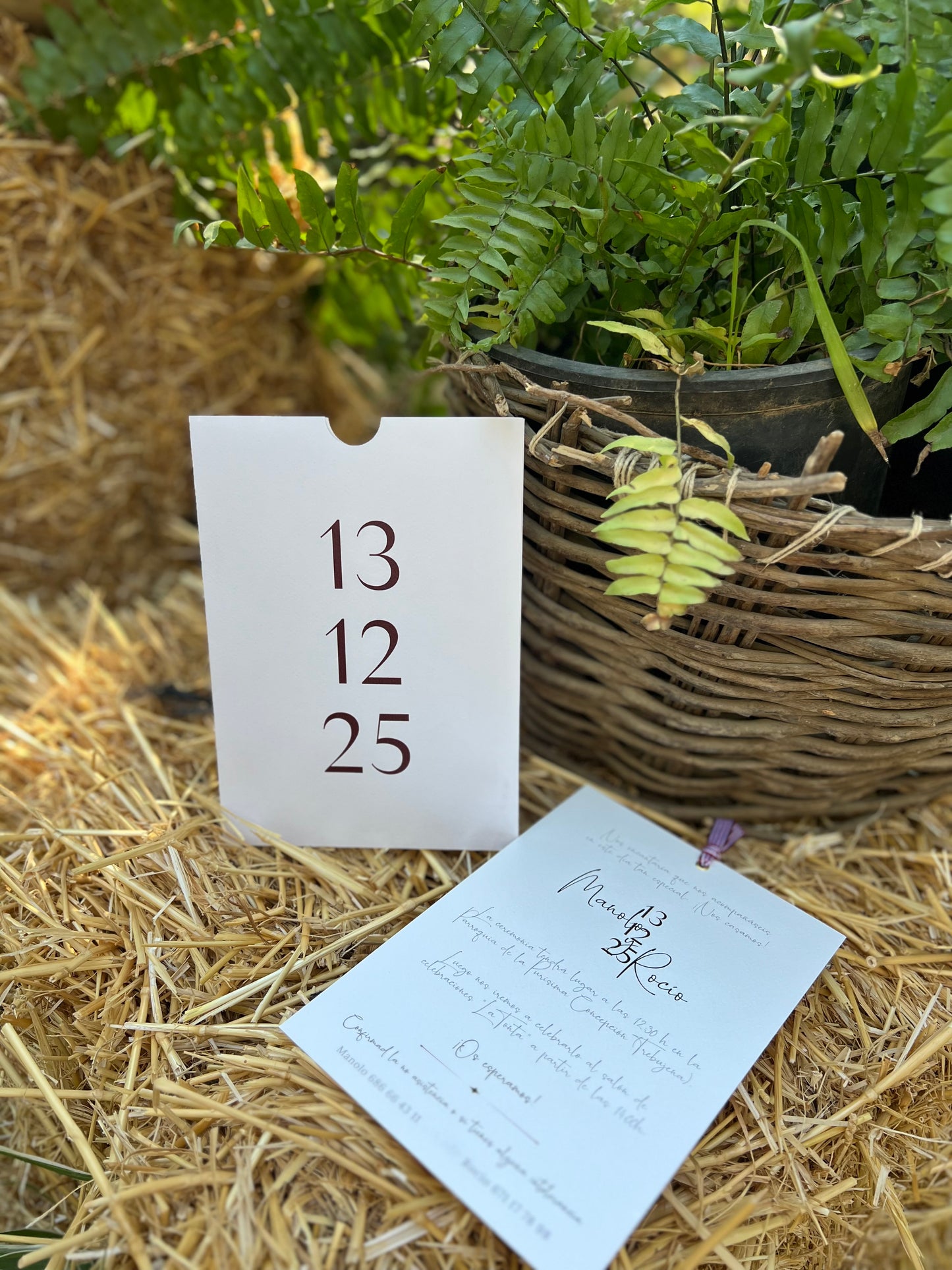 Invitación con sobre vertical